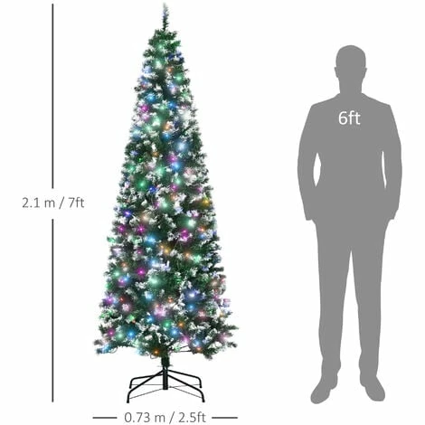HOMCOM 7FT Prelit Artificial Xmas Tree Holiday Décor w/ 350 Colourful LED Light