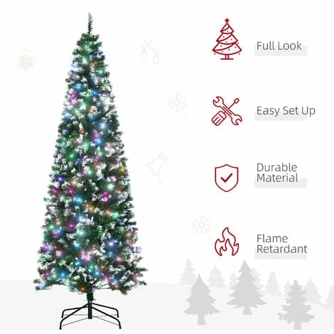 HOMCOM 7FT Prelit Artificial Xmas Tree Holiday Décor w/ 350 Colourful LED Light
