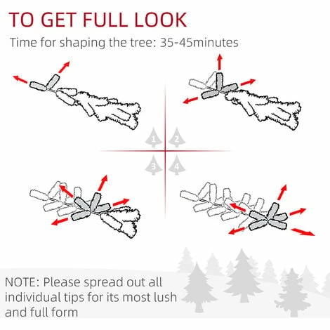 HOMCOM 7FT Prelit Artificial Xmas Tree Holiday Décor w/ 350 Colourful LED Light