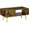 HOMCOM Coffee Table, Retro Cocktail Table W/ Storage Compartments, Rustic Brown