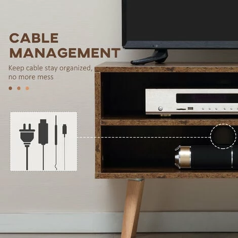 HOMCOM TV Unit Cabinet for TVs up to 55Inches with Cupboard Shelves, Brown