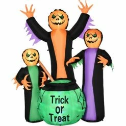 HOMCOM 8' Inflatable Halloween Witch Outdoor Decor W/ Rotating Colourful Light