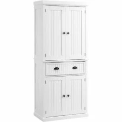 HOMCOM Freestanding Kitchen Storage Cabinet Drawers Cupboards Shelves White