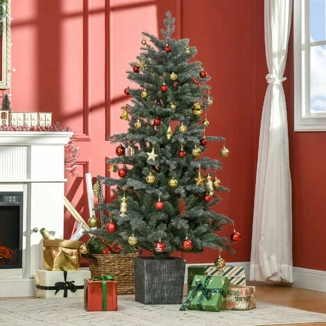 HOMCOM 5ft Artificial Christmas Tree Xmas Decoration w/ Pot Stand and 1140 Tips