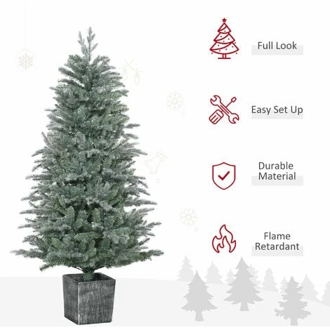 HOMCOM 5ft Artificial Christmas Tree Xmas Decoration w/ Pot Stand and 1140 Tips