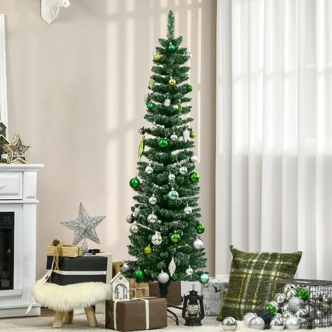 HOMCOM 5.5FT Artificial Snow Dipped Christmas Tree Home Indoor Decoration Green