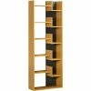 HOMCOM 6-Tier Bookshelf Freestanding Decorative Storage Shelves For Home Natural