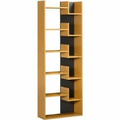 HOMCOM 6-Tier Bookshelf Freestanding Decorative Storage Shelves For Home Natural