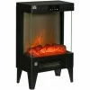 HOMCOM Freestanding Electric Fireplace Heater W/ LED Screen & Remote, Black