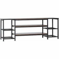 HOMCOM TV Unit Cabinet For TVs Up To 65Inches With Shelves Brown And Black