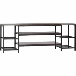 HOMCOM TV Unit Cabinet For TVs Up To 65Inches With Shelves Brown And Grey