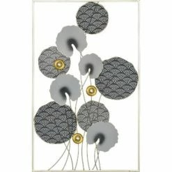 HOMCOM 3D Metal Wall Art Leaves For Home Decor, Hanging Wall Sculpture, Gold