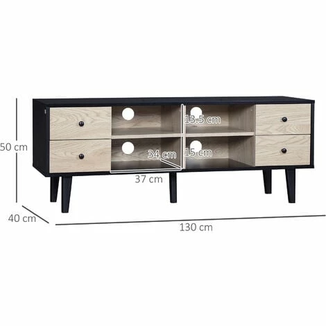 HOMCOM TV Unit Cabinet for TVs up to 60 Inches with Drawers Shelves, Grey