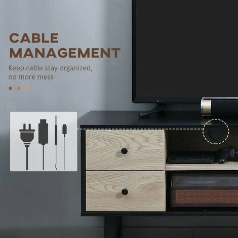 HOMCOM TV Unit Cabinet for TVs up to 60 Inches with Drawers Shelves, Grey