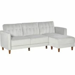 HOMCOM Upholstered Sofa Bed Reversible Sectional Sofa Set Velvet-Touch Sleeper