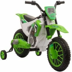 HOMCOM 12V Kids Electric Motorbike Ride-On Motorcycle W/ Training Wheels - Green