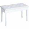 HOMCOM Classic Piano Bench Padded Seat Makeup Stool Solid Wood Wooden White