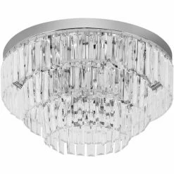 HOMCOM Crystal Chandelier Flush Mount Ceilings Lighting Fixture For Living Room