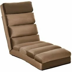 HOMCOM Lounge Sofa Bed Adjustable Floor Sleeper Chair Seat Chaises, Brown