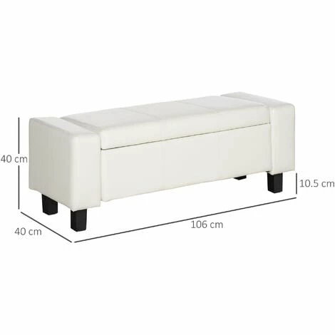 HOMCOM Bedroom Ottoman Storage Bench PU Leather Stool Seat for Hallway, White