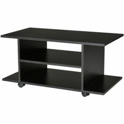 HOMCOM Modern TV Cabinet Stand Storage Shelves Table Mobile Bedroom Black