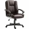 HOMCOM Swivel Executive Office Chair Mid Back PU Leather Chair W/ Arm, Brown