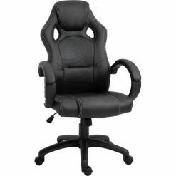 HOMCOM Racing Gaming Chair Swivel Home Office Gamer Desk Chair W/ Wheels, Grey
