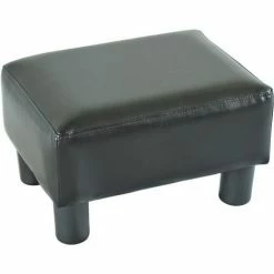 HOMCOM Ottoman Footrest Seat Chair Footstool Small PU Leather Home Office Black