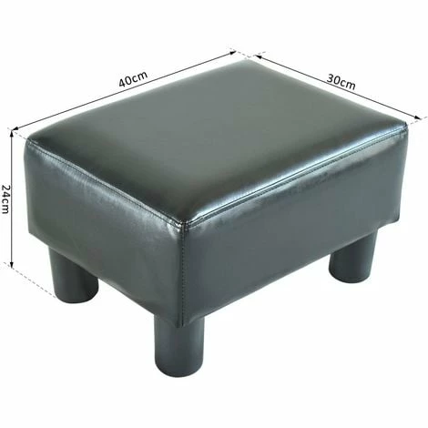 HOMCOM Ottoman Footrest Seat Chair Footstool Small PU Leather Home Office Black