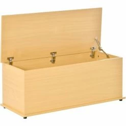 HOMCOM Storage Box Chest With Lid Spacious Collect Cabinet Chipboard -Burlywood
