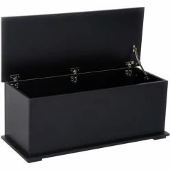 HOMCOM Ottoman Storage Box Chest Cabinet Keepsake With Lid Chipboard Black