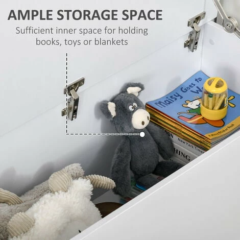 HOMCOM Storage Box Chest With Lid Keepsake Spacious Collection Chipboard -White