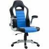 HOMCOM Racing Office Chair PU Leather Desk Chair W/ Wheel, Flip-Up Armrest, Blue