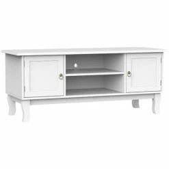 HOMCOM TV Stand Unit Corner Table Modern Eco-friendly MDF Ivory White Home
