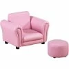 HOMCOM Kids Sofa Chair Set Armchair Seating Seat Bedroom Playroom Stool Pink