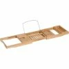 HOMCOM Extendable Bath Tub Bathroom Tray Bathtub Caddy Shelf Wine Holder Book