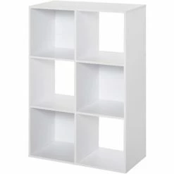 HOMCOM Storage Cabinet Bookcase 6 Cube Organiser Shelves For Home Office, White