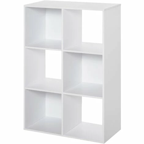 HOMCOM Storage Cabinet Bookcase 6 Cube Organiser Shelves for Home Office, White