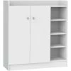 HOMCOM Shoe Storage Cabinet Footwear Rack Stand W/Adjustable Shelves White