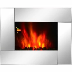 HOMCOM Electric Fireplace Heater Wall Mount With Remote Control Flame Effect