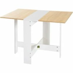 HOMCOM Wooden Folding Table Writing Desk Particle Board Oak, White Home Office