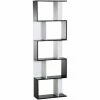 HOMCOM 5-tier Bookcase Storage Display Shelving S Shape Design Unit Black