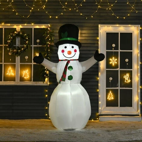 HOMCOM 1.8m Inflatable Snowman 6 LED Lights Christmas Air Blown Decoration Outdoor