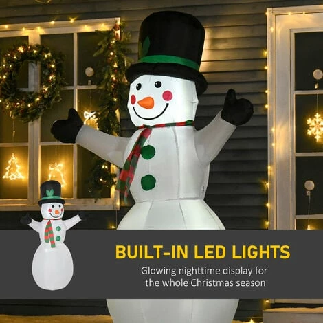 HOMCOM 1.8m Inflatable Snowman 6 LED Lights Christmas Air Blown Decoration Outdoor