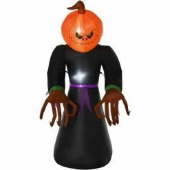 HOMCOM Inflatable 2.1m Tall Pumpkin Man Halloween Yard Decoration Light Up