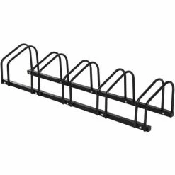 HOMCOM 5 Bike Parking Rack Locking Storage Stand Holder Floor Wall Mount Black