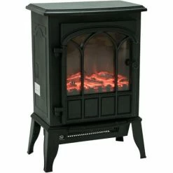 HOMCOM Freestanding Electric Fireplace Heater W/ LED Flame Effect 1000W/2000W