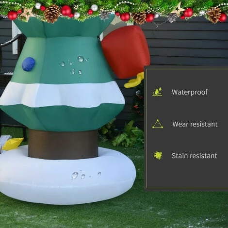 HOMCOM 7ft Inflatable Christmas Tree Stuck Santa Rudolph Reindeer Decoration Outdoor Airblown Lawn