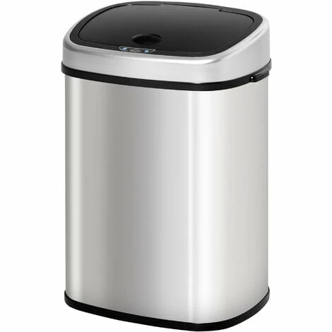 HOMCOM Sensor Dustbin Touchless Trash Can Automatic Stainless Steel 48L