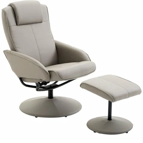 HOMCOM Adjustable Recliner Swivel Leather Armchair 360° Rotatable W/ Footrest